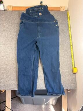Carhartt Blue Denim Loose Fit Overalls 44x32 OR4672-M